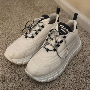 Prada Women's White and Black Athletic Shoes